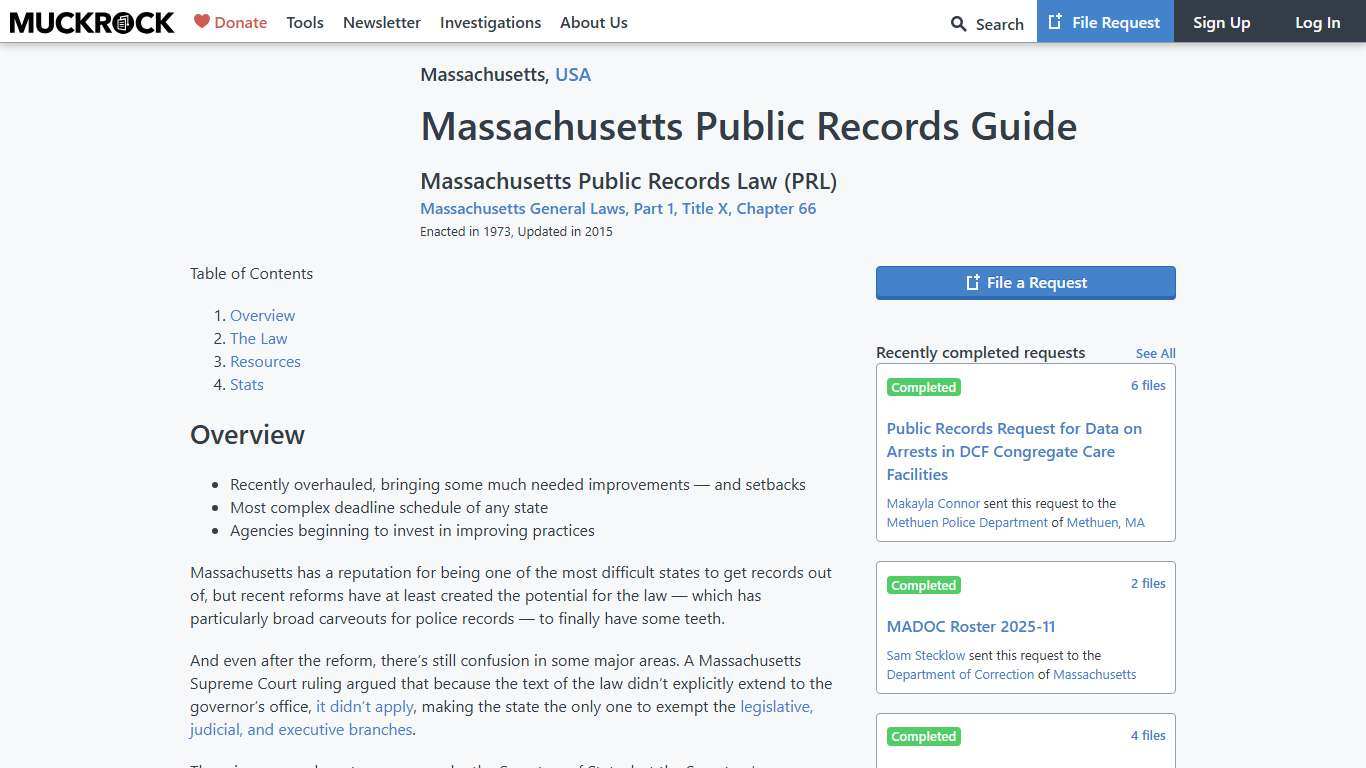 Massachusetts Public Records Guide • MuckRock